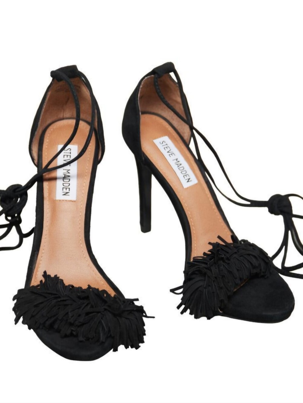 Steve Madden Black Fringe Lace-Up Heels